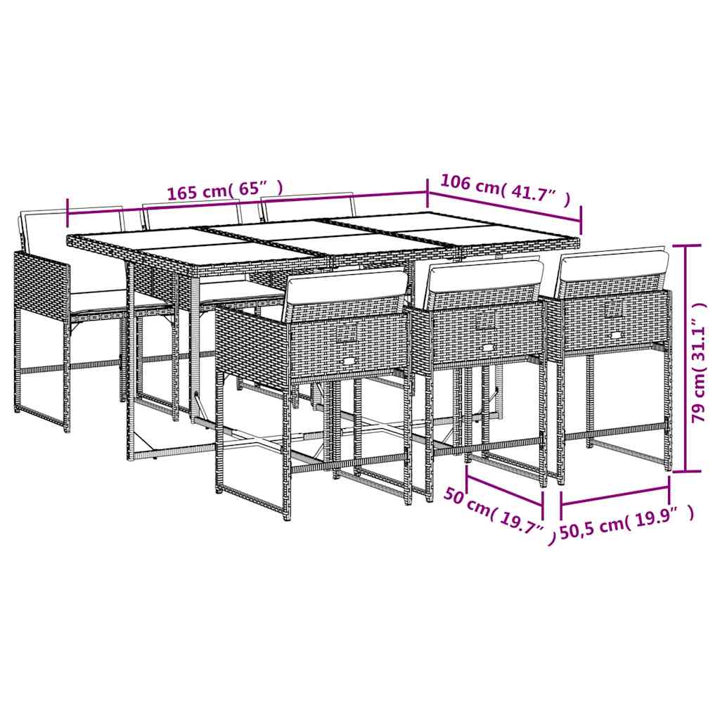 vidaXL 5-delige tuinset met kussens, grijs polyrotan