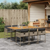 vidaXL 5-delige Tuinset met kussens poly rattan zwart