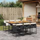 vidaXL 5-delige Tuinset met kussens poly rattan zwart