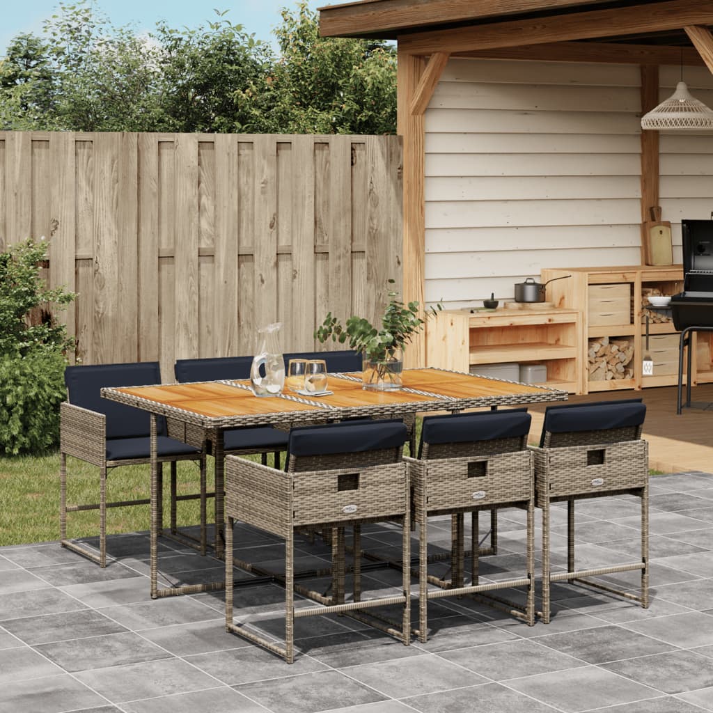 vidaXL 5-delige tuinset met kussens, grijs polyrotan