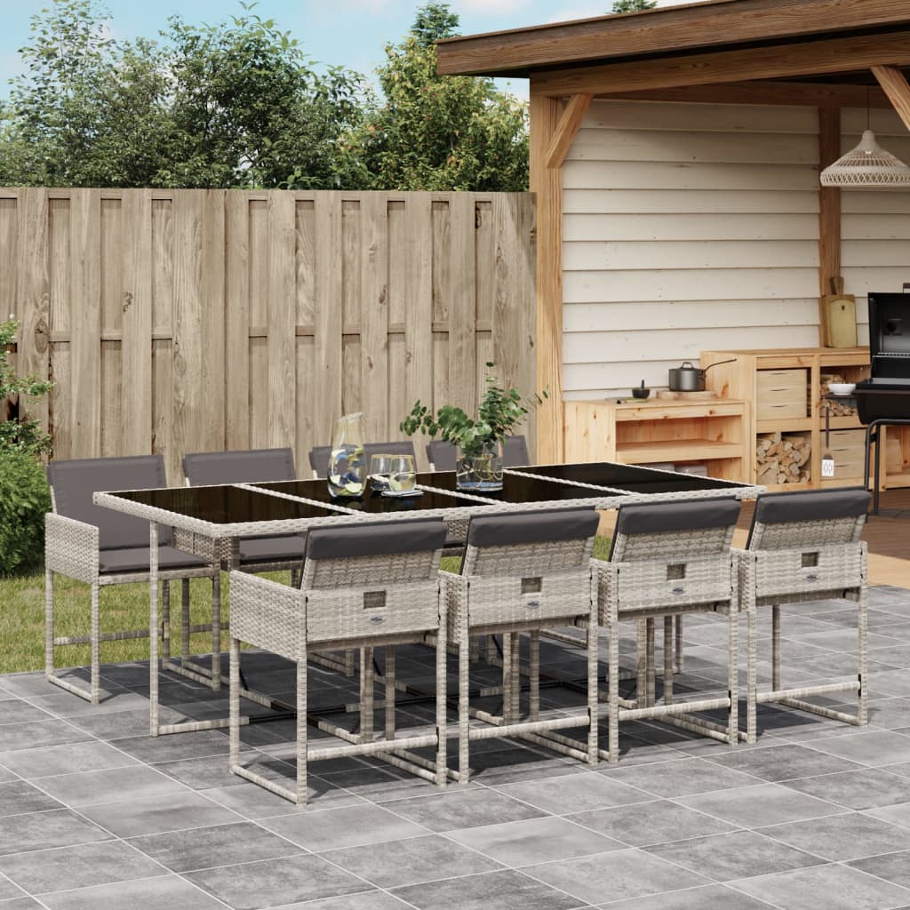 vidaXL 5-delige Tuinset met kussens poly rattan zwart