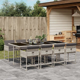 vidaXL 5-delige Tuinset met kussens poly rattan zwart