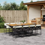 vidaXL 5-delige Tuinset met kussens poly rattan zwart