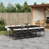 vidaXL 5-delige Tuinset met kussens poly rattan zwart