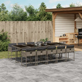 vidaXL 5-delige Tuinset met kussens poly rattan zwart