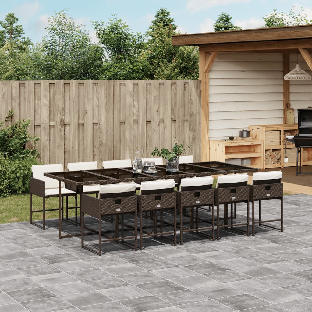 vidaXL 5-delige Tuinset met kussens poly rattan zwart