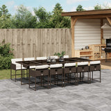 vidaXL 5-delige Tuinset met kussens poly rattan zwart