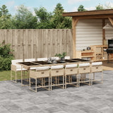 vidaXL 5-delige Tuinset met kussens poly rattan zwart