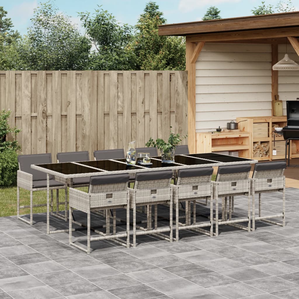 vidaXL 5-delige Tuinset met kussens poly rattan zwart