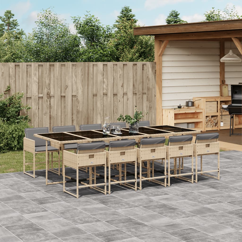 vidaXL 5-delige Tuinset met kussens poly rattan zwart