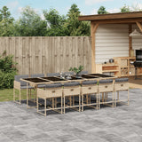 vidaXL 5-delige Tuinset met kussens poly rattan zwart