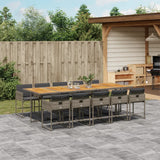 vidaXL 5-delige Tuinset met kussens poly rattan zwart