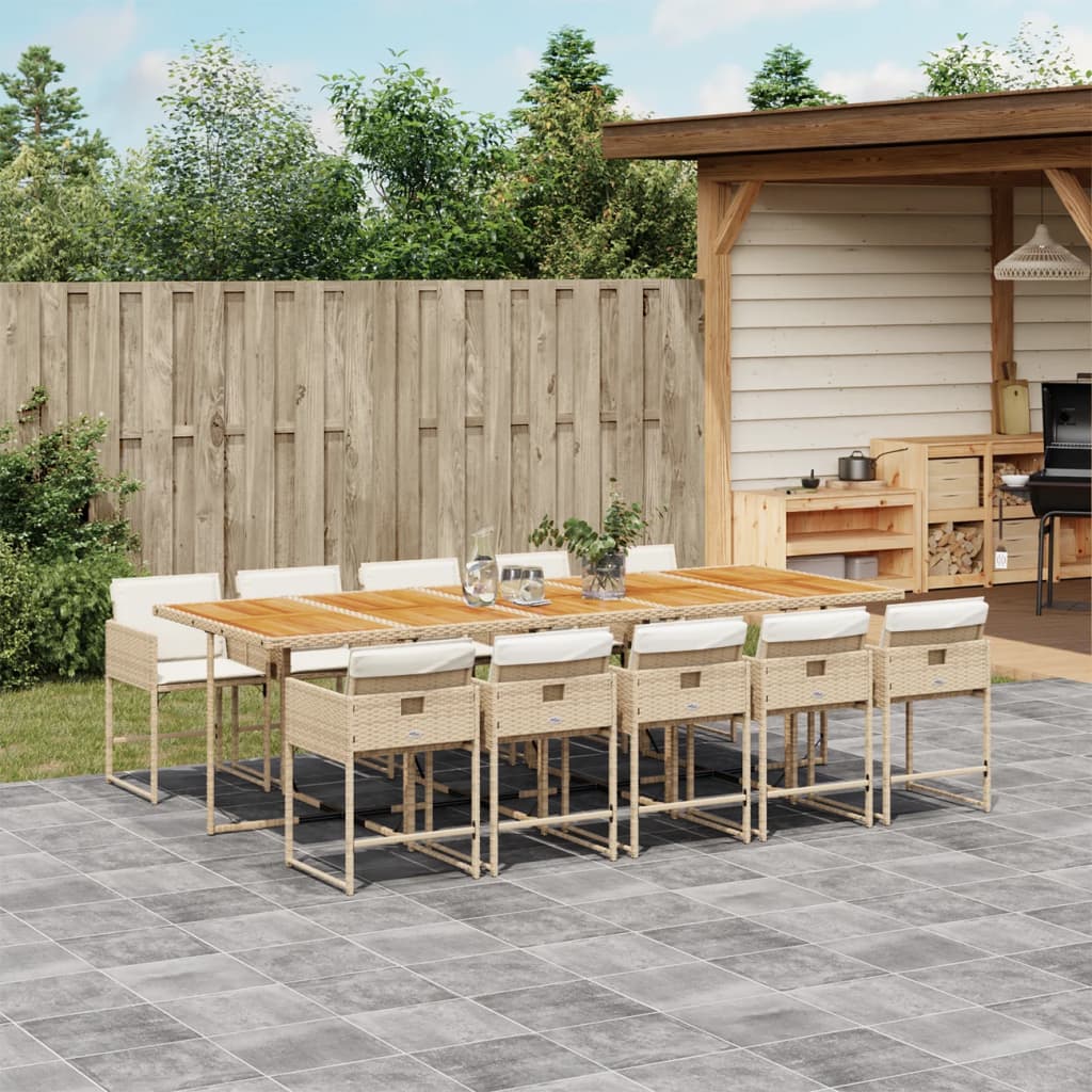 vidaXL 5-delige Tuinset met kussens poly rattan zwart