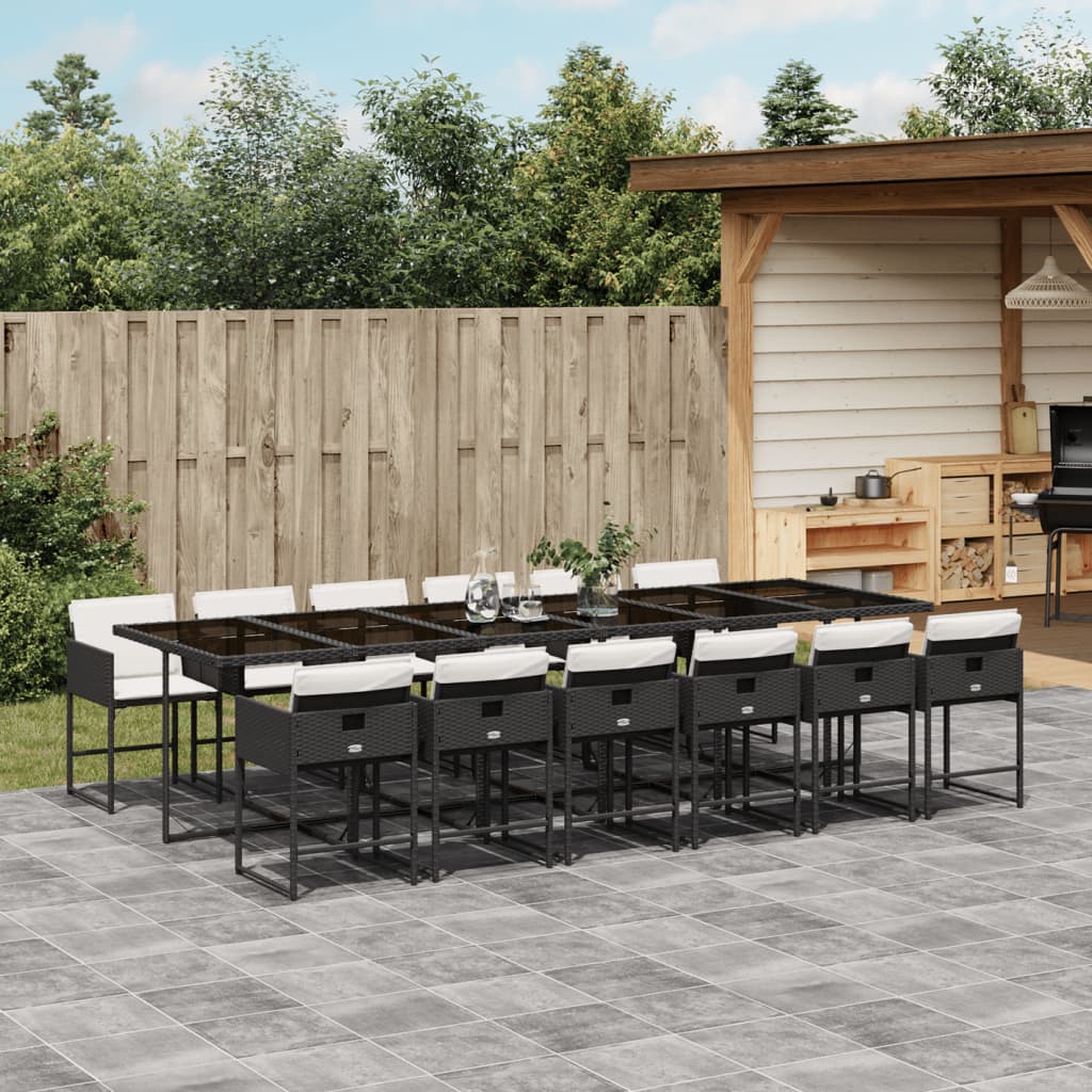 vidaXL 5-delige Tuinset met kussens poly rattan zwart
