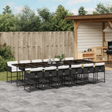 vidaXL 5-delige Tuinset met kussens poly rattan zwart