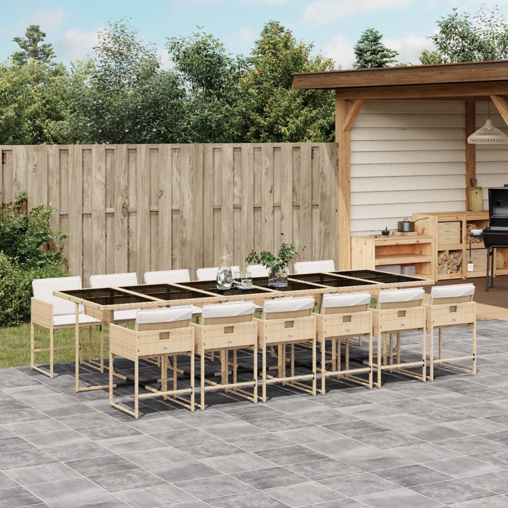 vidaXL 5-delige Tuinset met kussens poly rattan zwart