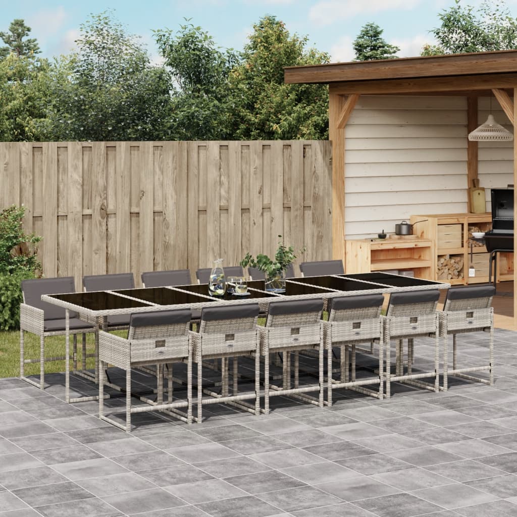 vidaXL 5-delige Tuinset met kussens poly rattan zwart