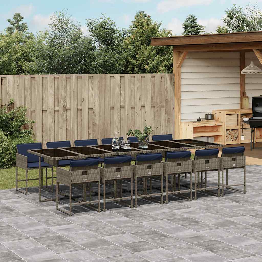 vidaXL 5-delige tuinset met kussens, grijs polyrotan