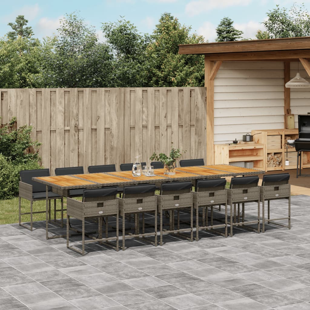 vidaXL 5-delige Tuinset met kussens poly rattan zwart