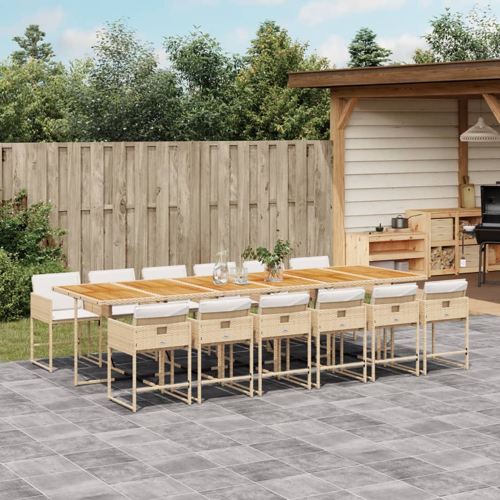 vidaXL 5-delige Tuinset met kussens poly rattan zwart