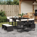 vidaXL 9-delige Tuinset poly rattan zwart