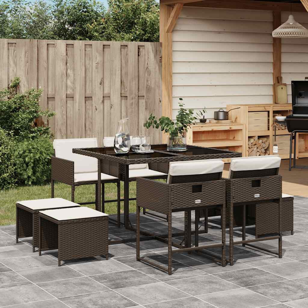 vidaXL 9-delige Tuinset poly rattan zwart