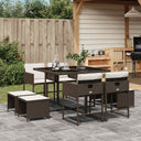 vidaXL 9-delige Tuinset poly rattan zwart