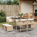 vidaXL 9-delige Tuinset poly rattan zwart