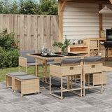 vidaXL 9-delige Tuinset poly rattan zwart