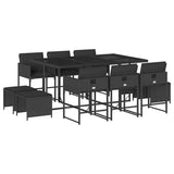 vidaXL 9-delige Tuinset poly rattan zwart