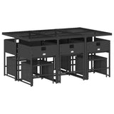 vidaXL 9-delige Tuinset poly rattan zwart