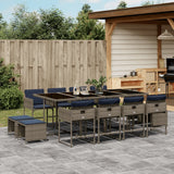 vidaXL 9-delige tuinset met kussens, grijs polyrotan