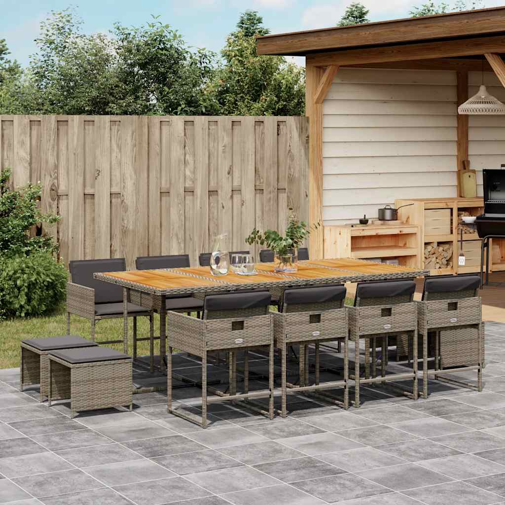 vidaXL 9-delige Tuinset poly rattan zwart