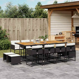 vidaXL 9-delige Tuinset poly rattan zwart