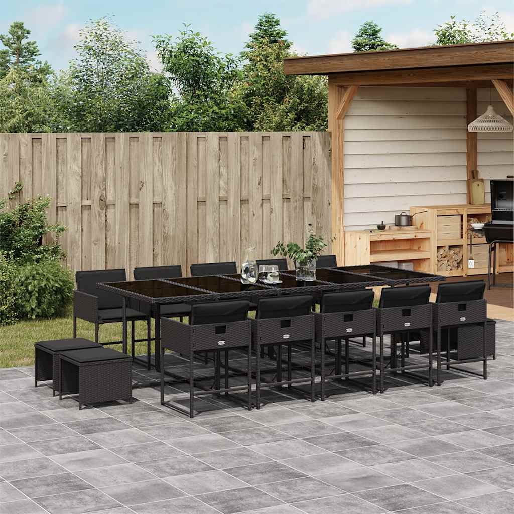 vidaXL 9-delige Tuinset poly rattan zwart