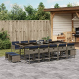 vidaXL 9-delige tuinset met kussens, grijs polyrotan