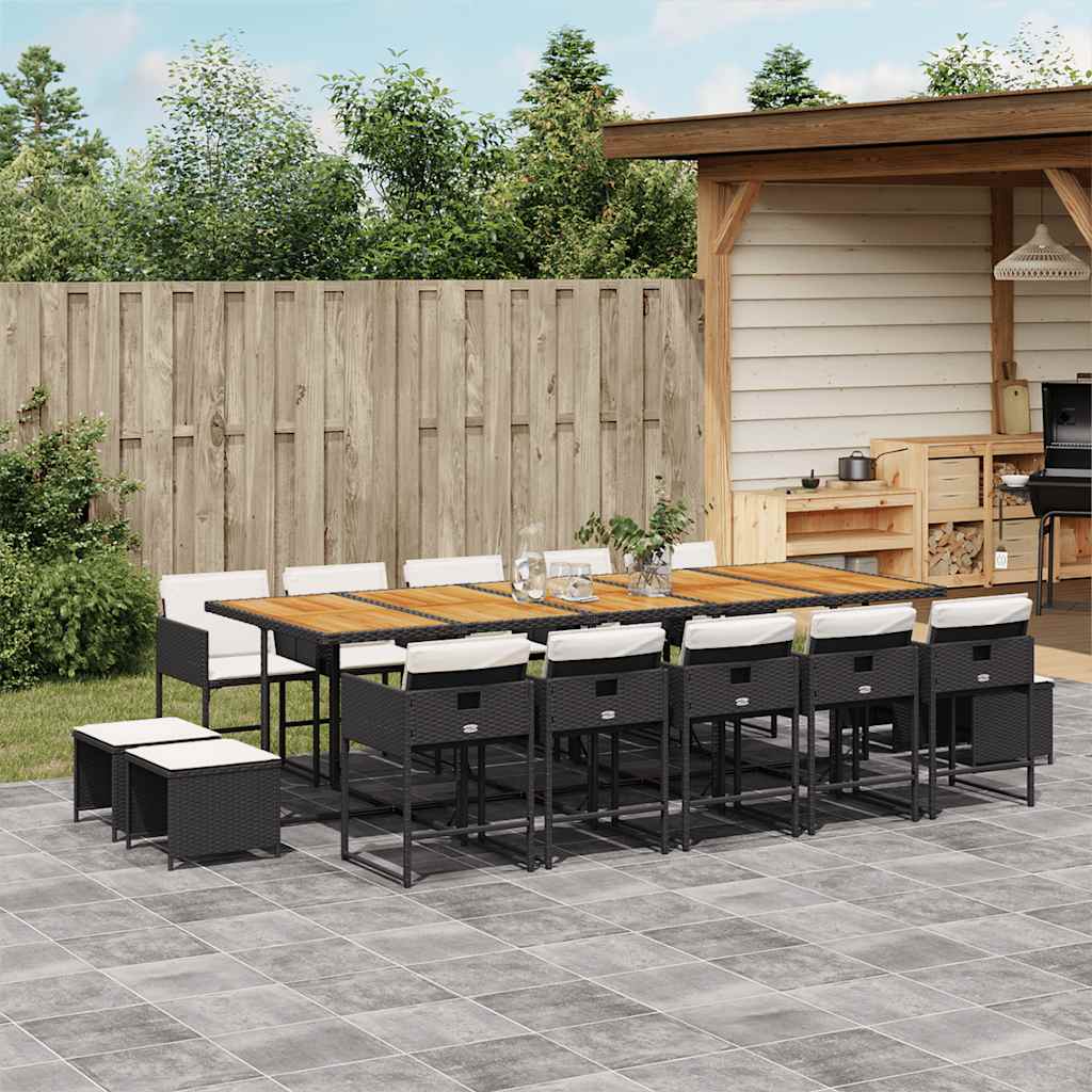 vidaXL 9-delige Tuinset poly rattan zwart