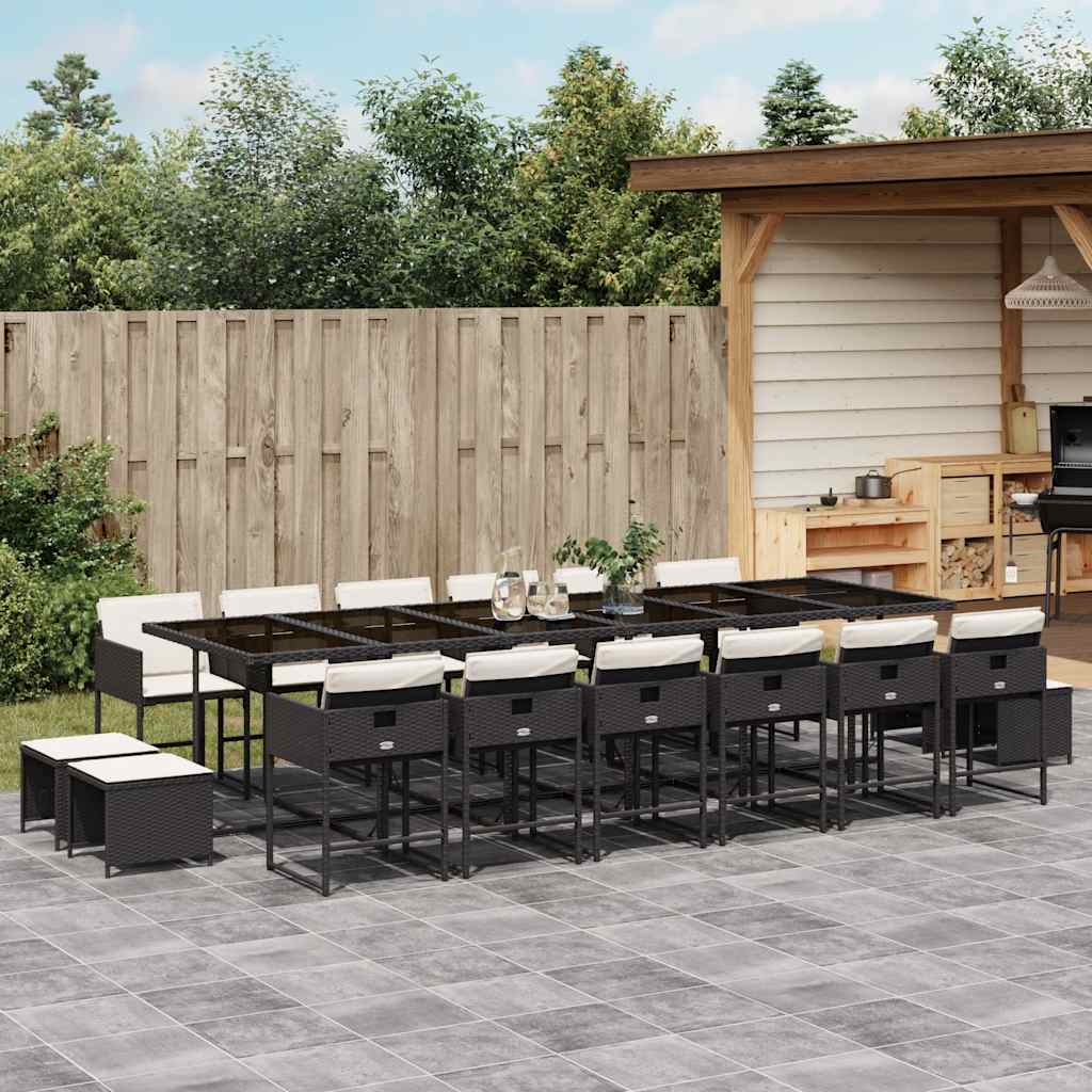 vidaXL 9-delige Tuinset poly rattan zwart