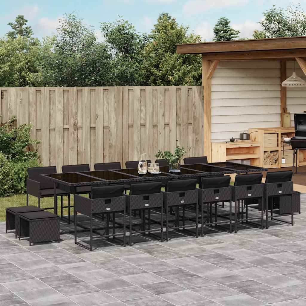 vidaXL 9-delige Tuinset poly rattan zwart