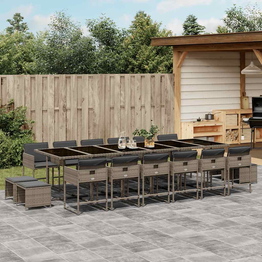 vidaXL 9-delige Tuinset poly rattan zwart
