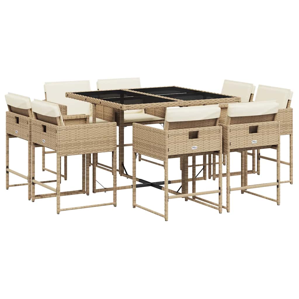 vidaXL 9-delige Tuinset poly rattan zwart