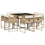 vidaXL 9-delige Tuinset poly rattan zwart