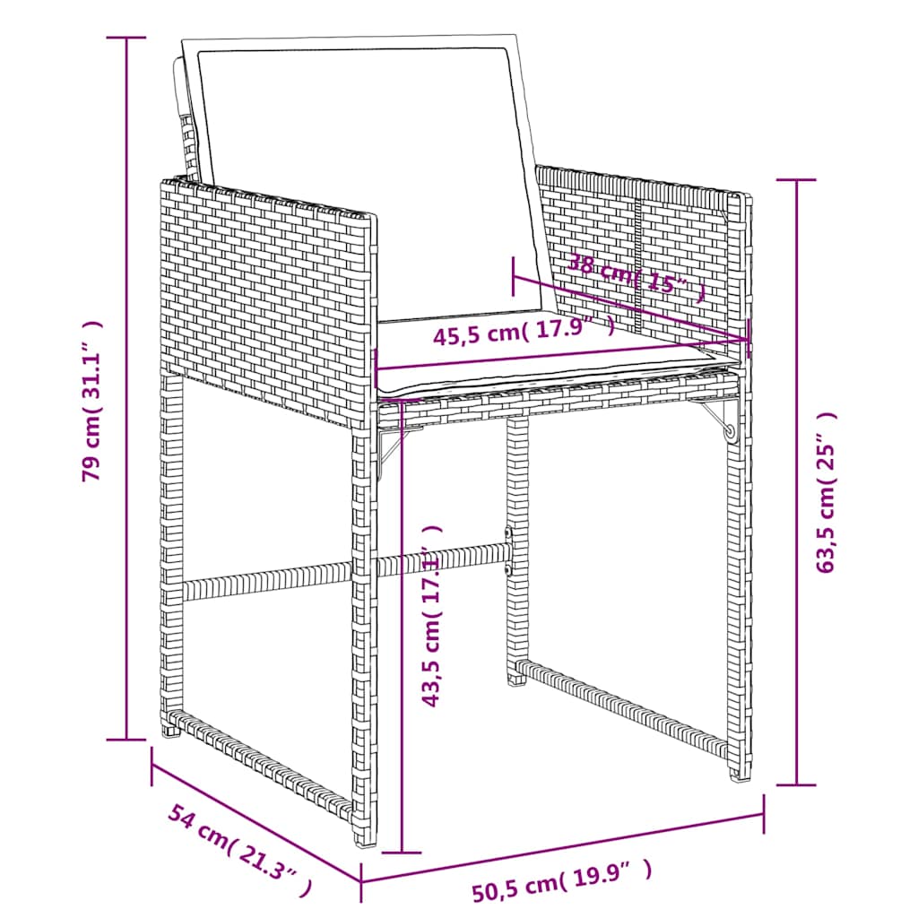 vidaXL 9-delige Tuinset poly rattan zwart