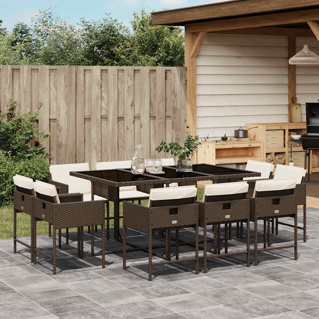 vidaXL 9-delige Tuinset poly rattan zwart