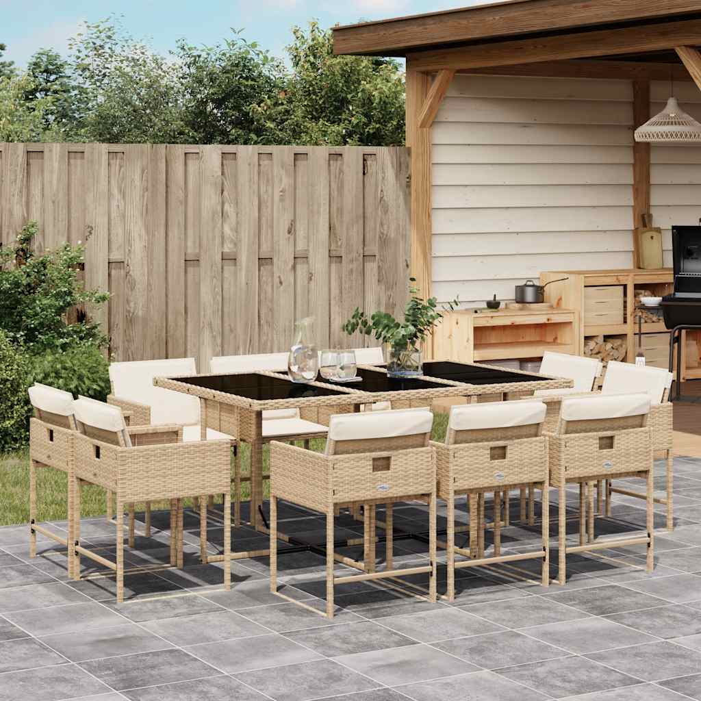 vidaXL 9-delige Tuinset poly rattan zwart