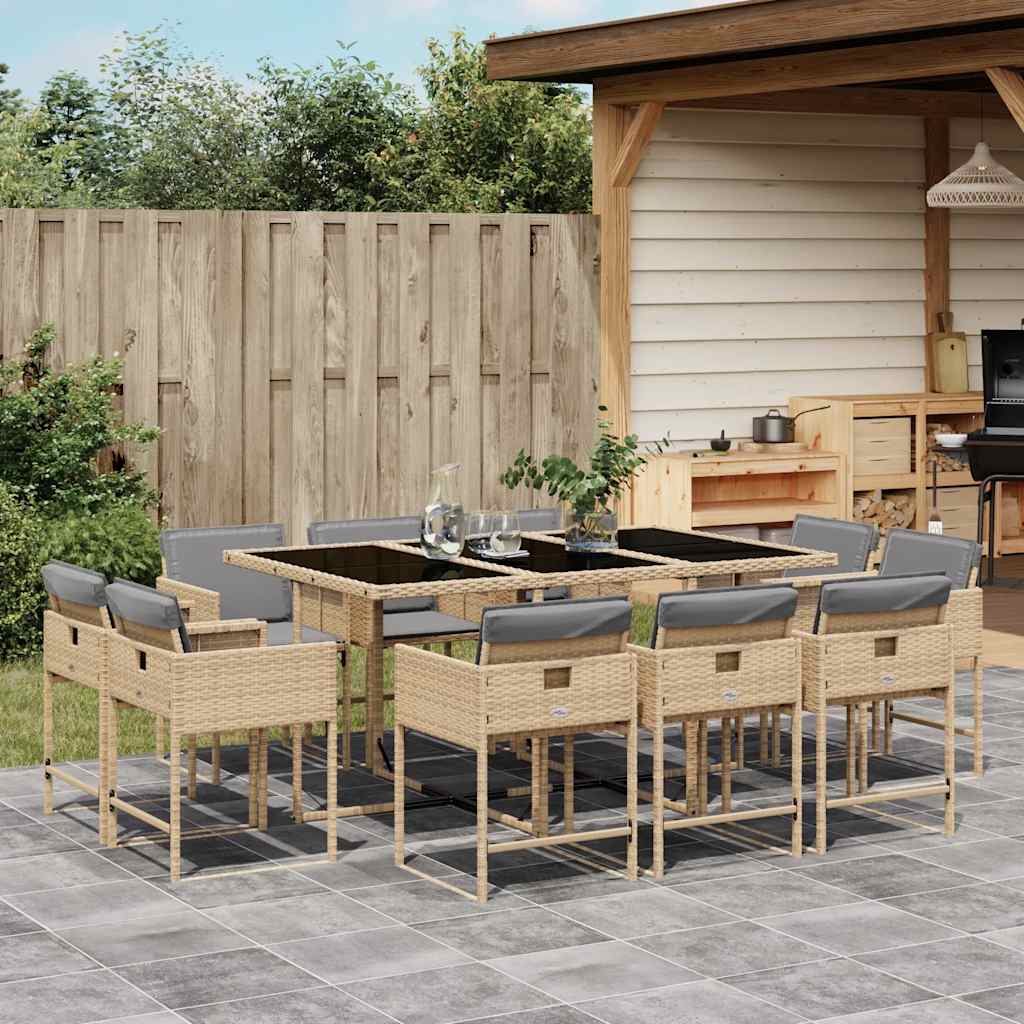 vidaXL 9-delige Tuinset poly rattan zwart