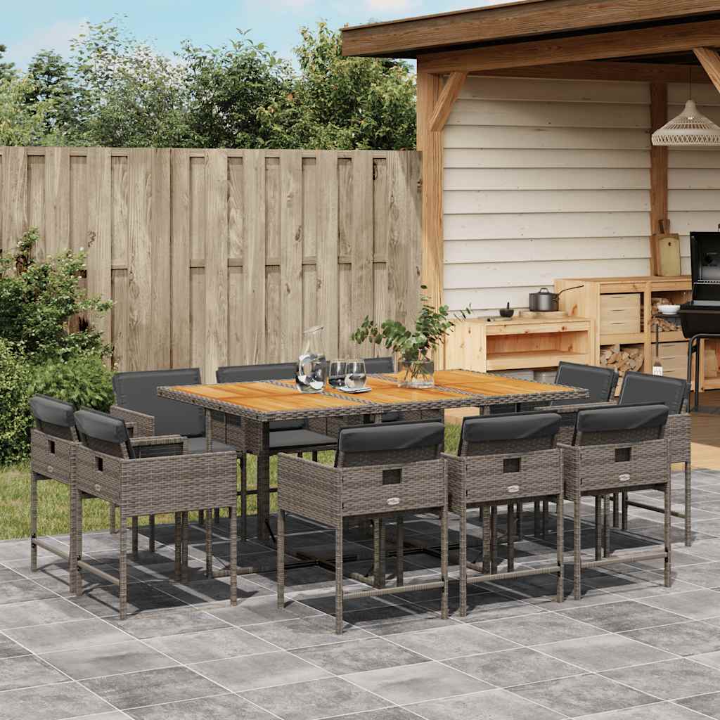vidaXL 9-delige Tuinset poly rattan zwart