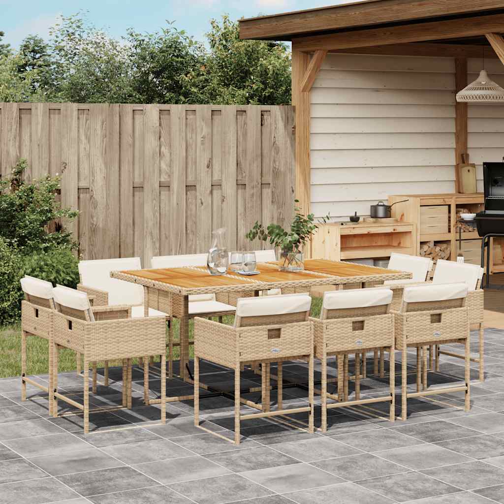 vidaXL 9-delige Tuinset poly rattan zwart