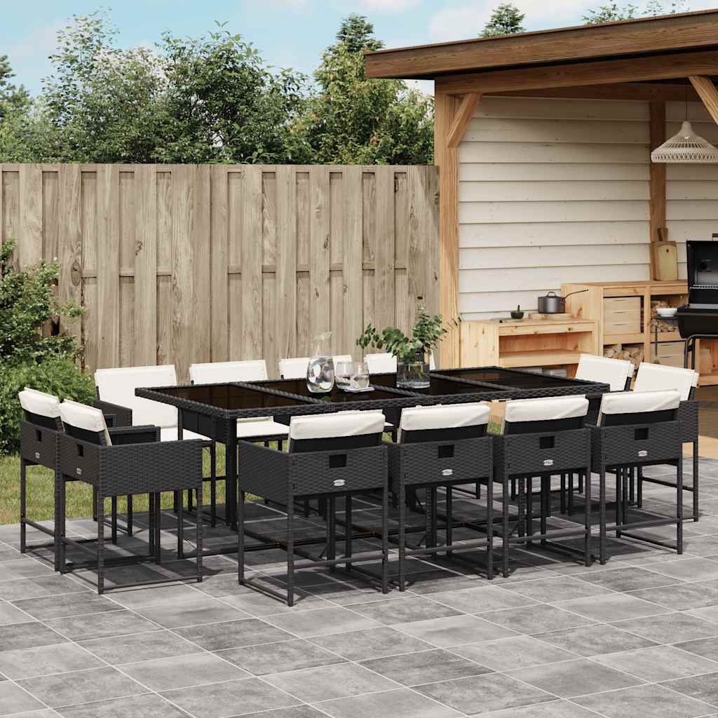 vidaXL 9-delige Tuinset poly rattan zwart