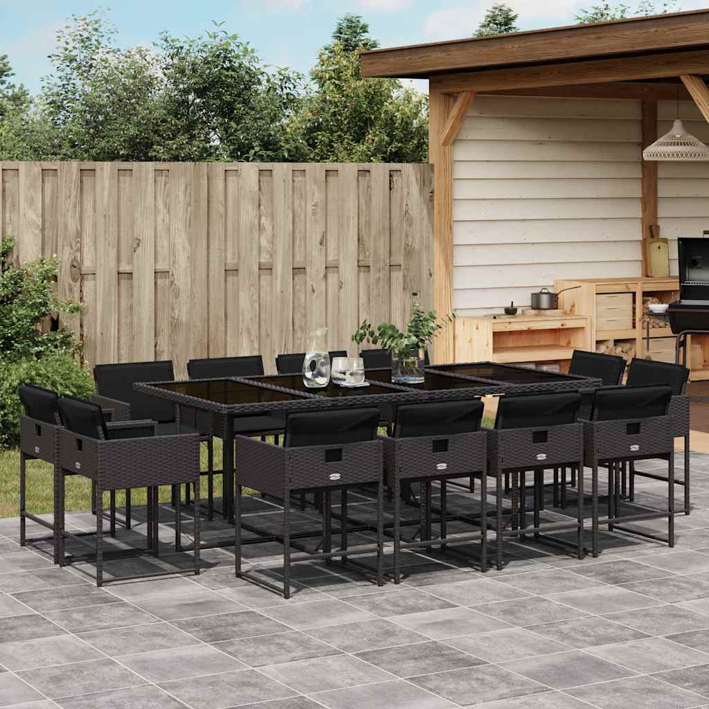 vidaXL 9-delige Tuinset poly rattan zwart